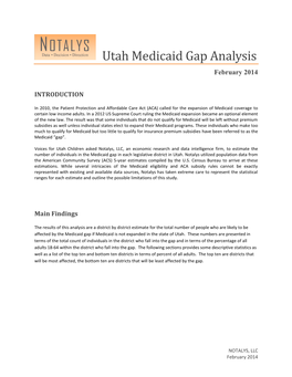 Utah Medicaid Gap Analysis February 2014