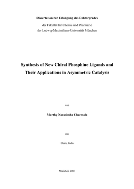 Synthesis of New Chiral Phosphine Ligands and Their Applications in Asymmetric Catalysis