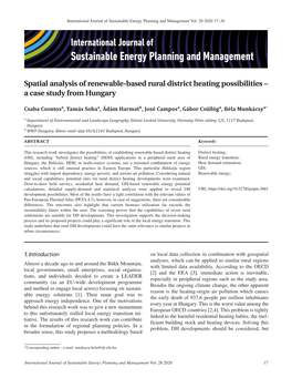 Spatial Analysis of Renewable-Based Rural District Heating Possibilities – a Case Study from Hungary