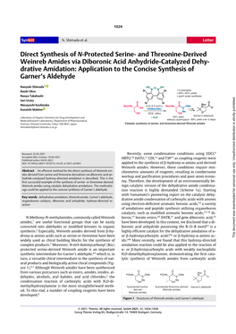 Direct Synthesis of N-Protected Serine- and Threonine-Derived Weinreb