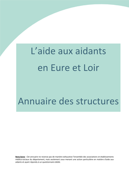 L'aide Aux Aidants En Eure Et Loir Annuaire Des Structures