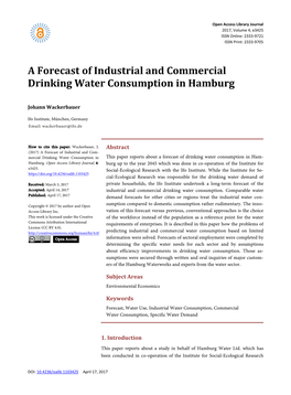 A Forecast of Industrial and Commercial Drinking Water Consumption in Hamburg