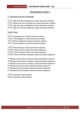 I Australian Corps (1940 – 42)]