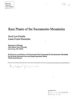 Rare Plants of the Sacramento Mountains