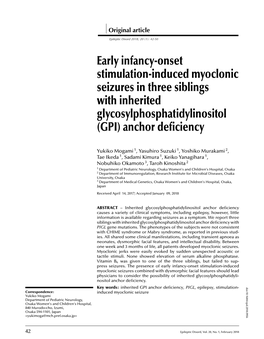 Early Infancy-Onset Stimulation-Induced Myoclonic Seizures in Three Siblings with Inherited Glycosylphosphatidylinositol (GPI) Anchor Deﬁciency