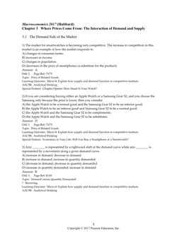 Macroeconomics 2017 (Hubbard) Chapter 3 Where Prices Come From: the Interaction of Demand and Supply