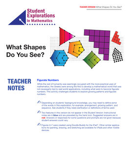 TEACHER NOTES What Shapes Do You See?