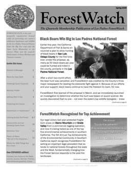 Spring 2009 Forestwatch the Quarterly Membership Publication of Los Padres Forestwatch