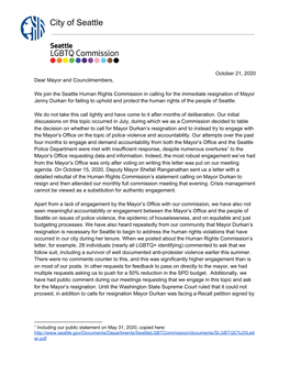 Calling for the Immediate Resignation of Mayor Jenny Durkan for Failing to Uphold and Protect the Human Rights of the People of Seattle