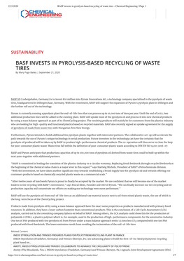 BASF Invests in Pyrolysis-Based Recycling of Waste Tires - Chemical Engineering | Page 1