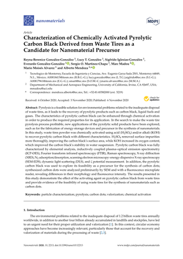 Characterization of Chemically Activated Pyrolytic Carbon Black Derived from Waste Tires As a Candidate for Nanomaterial Precursor