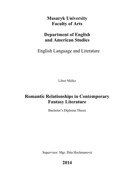 Romantic Relationships in Contemporary Fantasy Literature