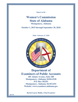 Women's Commission State of Alabama Department of Examiners