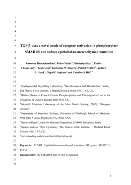 TGF-Β Uses a Novel Mode of Receptor Activation to Phosphorylate SMAD1