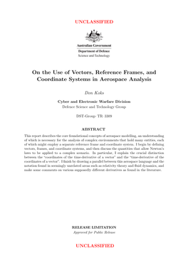 On the Use of Vectors, Reference Frames, and Coordinate Systems in Aerospace Analysis