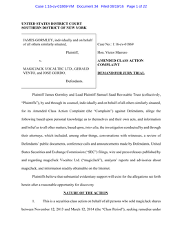 James Gormley, Et Al. V. Magicjack Vocaltec Ltd., Et Al. 16-CV-01869