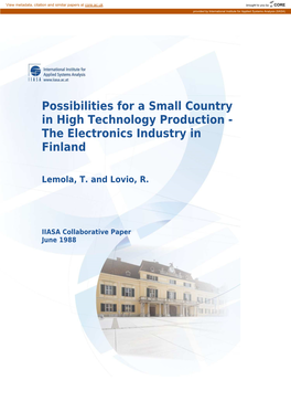 The Electronics Industry in Finland