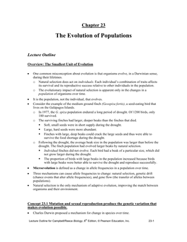 The Evolution of Populations