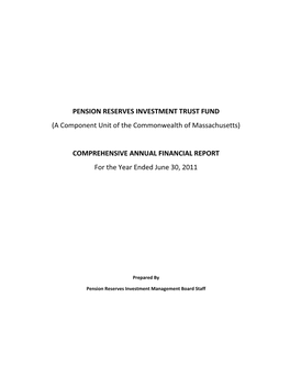 PENSION RESERVES INVESTMENT TRUST FUND (A Component Unit of the Commonwealth of Massachusetts)