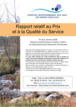 Rapport Sur Les Prix Et La Qualité Des Services 2018 (Pdf)