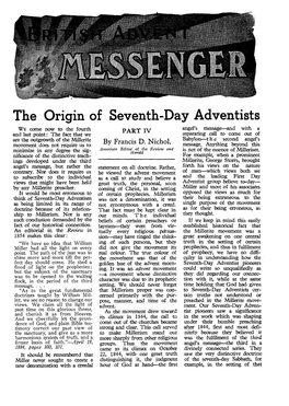 The Origin of Seventh-Day Adventists