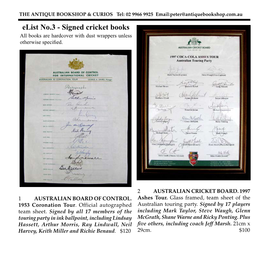 Signed Cricket Books All Books Are Hardcover with Dust Wrappers Unless Otherwise Specified
