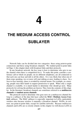 The Medium Access Control Sublayer