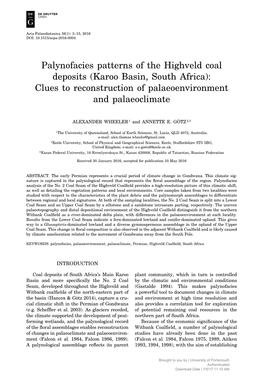 Palynofacies Patterns of the Highveld Coal Deposits (Karoo Basin, South Africa): Clues to Reconstruction of Palaeoenvironment and Palaeoclimate