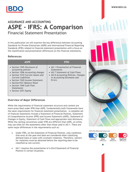 ASPE - IFRS: a Comparison Financial Statement Presentation