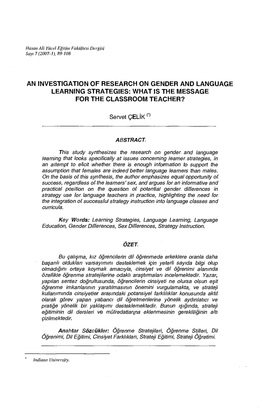 An Investigation of Research on Gender and Language Learning Strategies: What Is the Message for the Classroom Teacher?