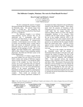 The Stillwater Complex, Montana: the Root of a Flood Basalt Province?