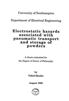 Electrostatic Hazard Associated with Pneumatic Transport and Storage Of