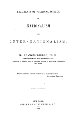 Fragments of Political Science on Nationalism and Inter-Nationalism
