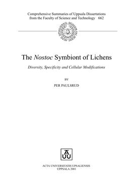 The Nostoc Symbiont of Lichens