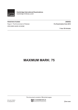 2015 Specimen Paper 2 Mark Scheme (PDF, 196KB)