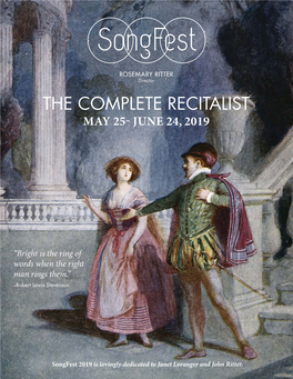 The Complete Recitalist May 25- June 24, 2019