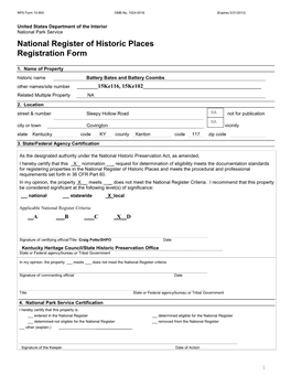 NPS Form 10 900 OMB No. 1024 0018