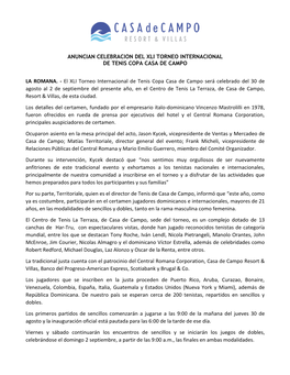 Anuncian Celebracion Del Torneo Internacional De