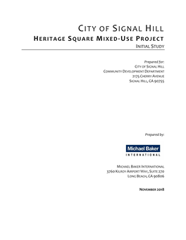 Heritage Square Mixed-Use Project November 2018 Initial Study I TABLE of CONTENTS