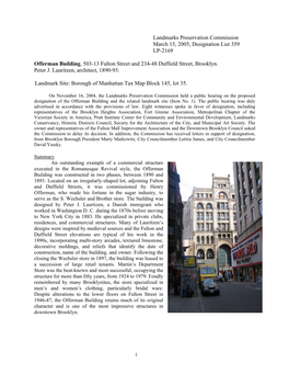 Landmarks Preservation Commission March 15, 2005, Designation List 359 LP-2169