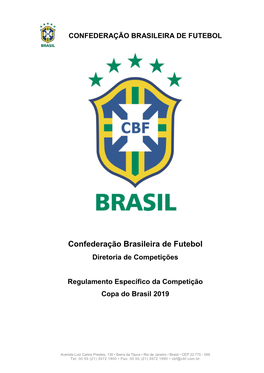 Regulamento Específico Da Competição Copa Do Brasil 2019
