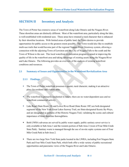 SECTION II Inventory and Analysis