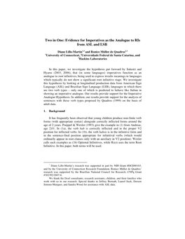 Evidence for Imperatives As the Analogue to Ris from ASL and LSB*