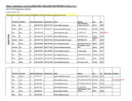 State Legislators Serving MACOSH HEALING NETWORK (Fulton Co.) 2017-2018 Legislative Session Updated January 2017