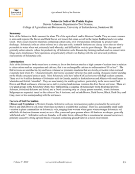 65 Solonetzic Soils of the Prairie Region Darwin Anderson