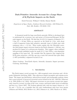 Dark Primitive Asteroids Account for a Large Share of K/Pg-Scale Impacts on the Earth