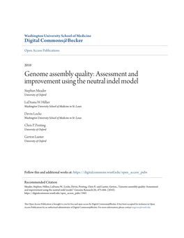 Genome Assembly Quality: Assessment and Improvement Using the Neutral Indel Model Stephen Meader University of Oxford