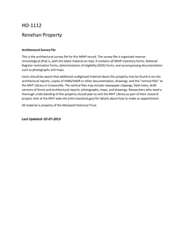 HO-1112 Renehan Property
