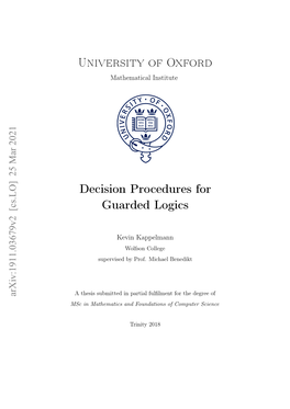 University of Oxford Decision Procedures for Guarded Logics