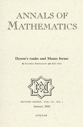 Dyson's Ranks and Maass Forms